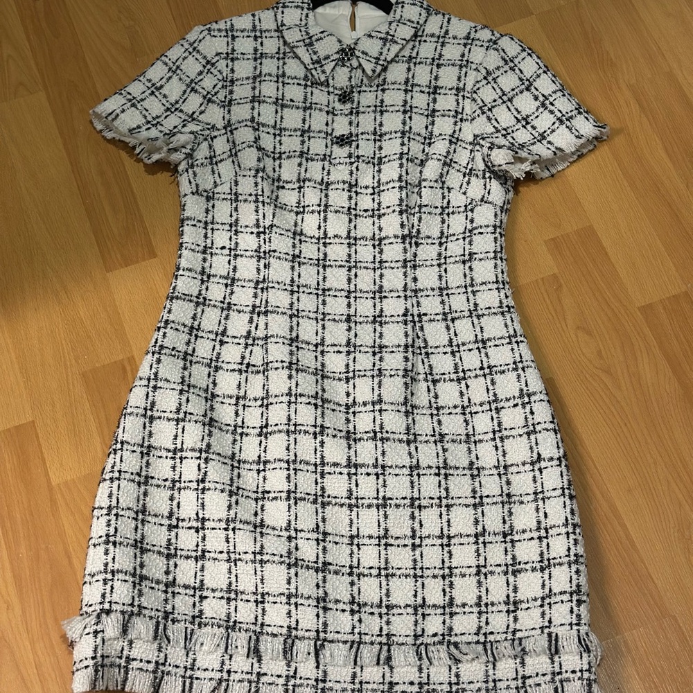 Eliza J Black and White Plaid Mini Dress